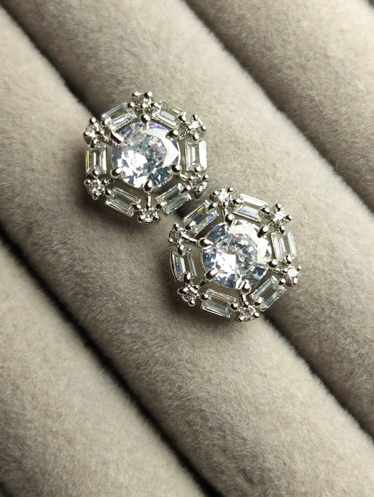 Minimal Stud Silver Rhodium Plated