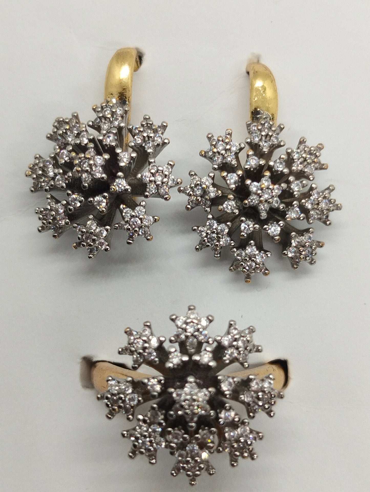 Zircon gold plated ring and earings set