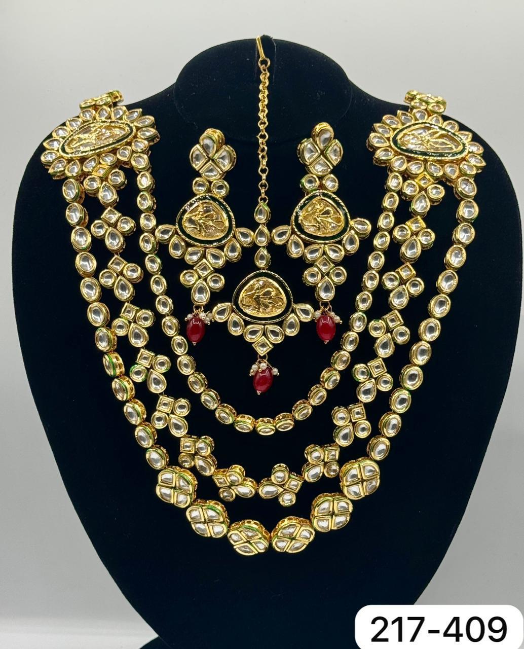 Original Kundan Bridal Statement necklace set in red stone