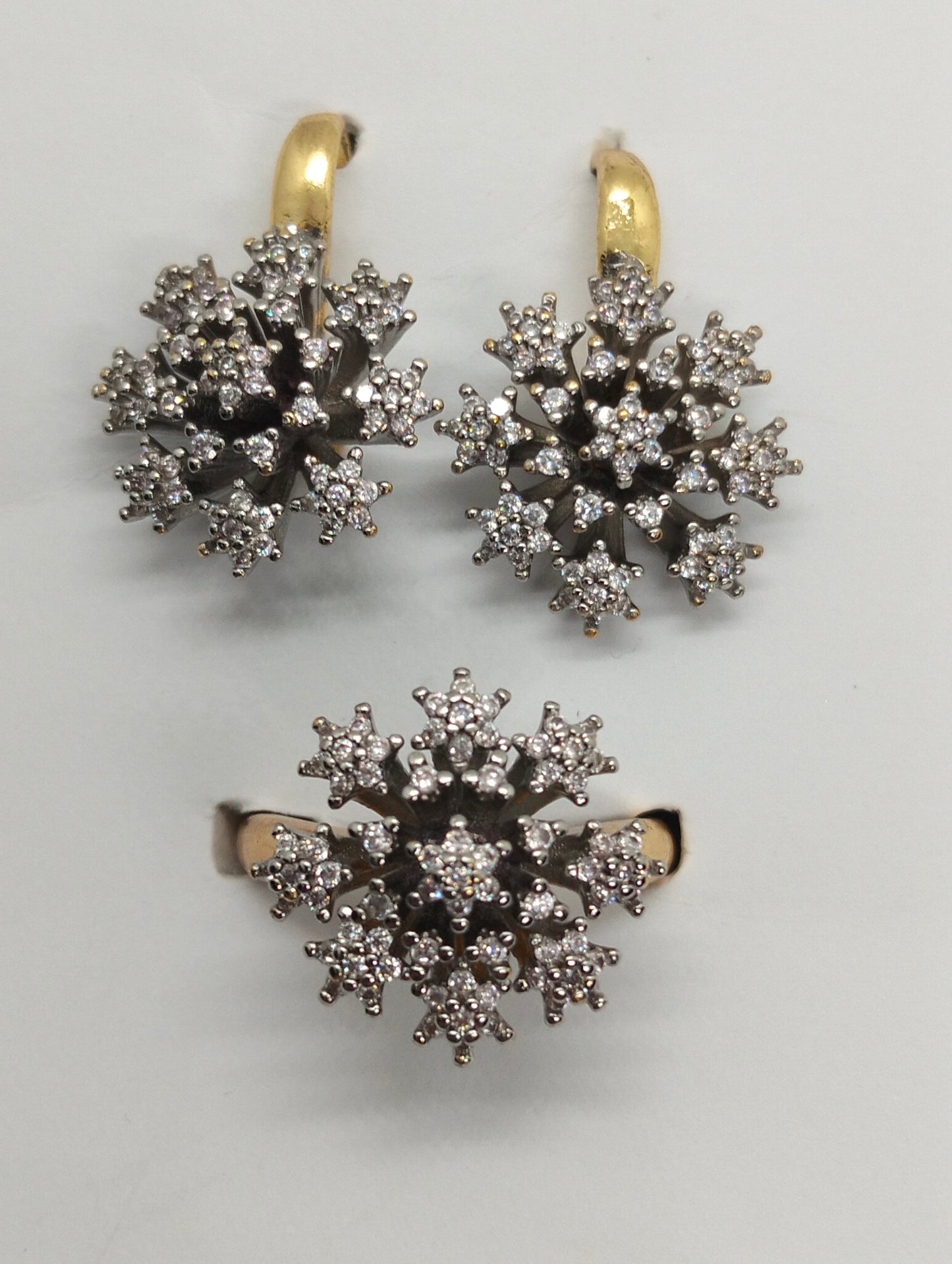 Zircon gold plated ring and earings set