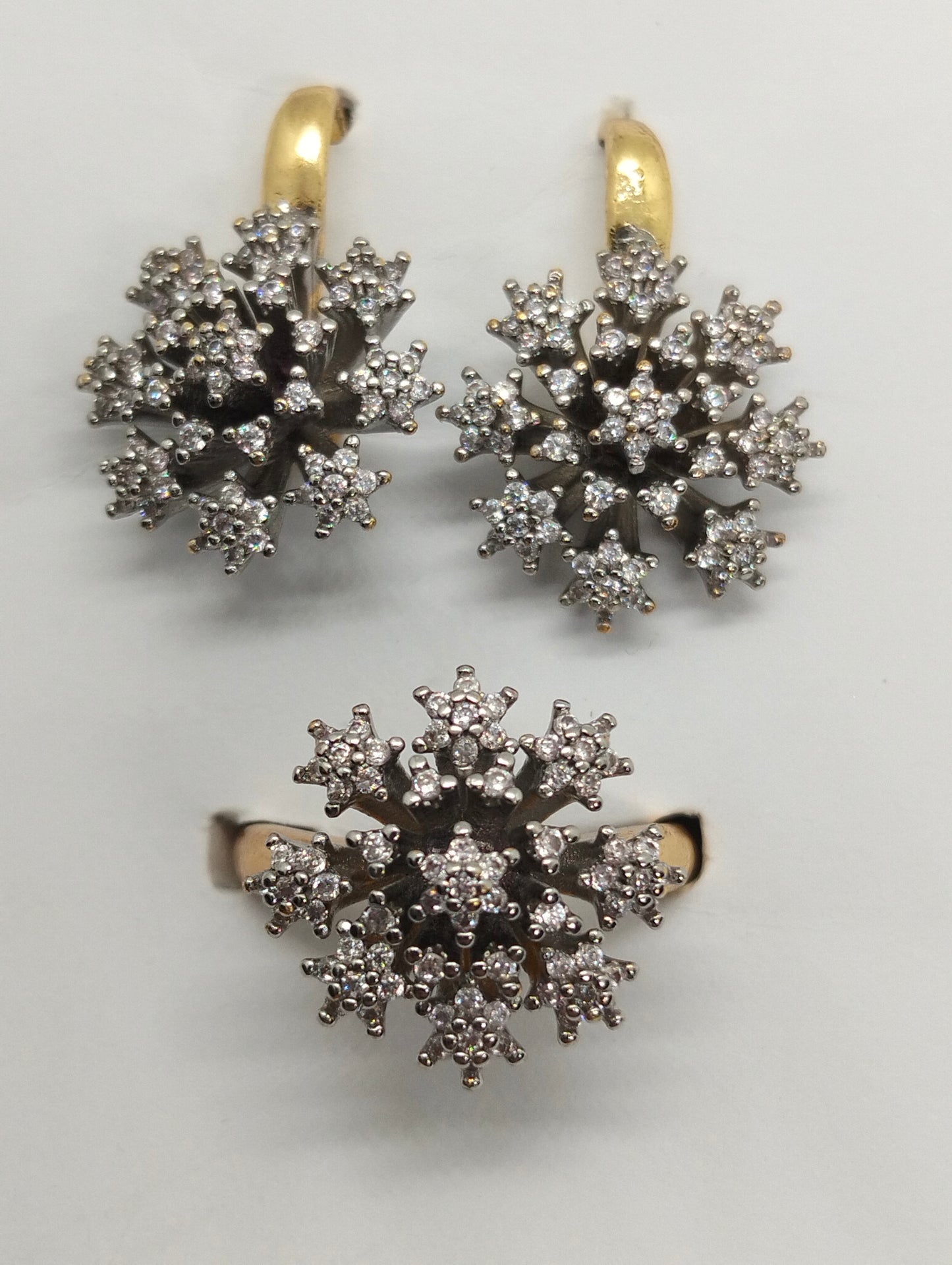 Zircon gold plated ring and earings set