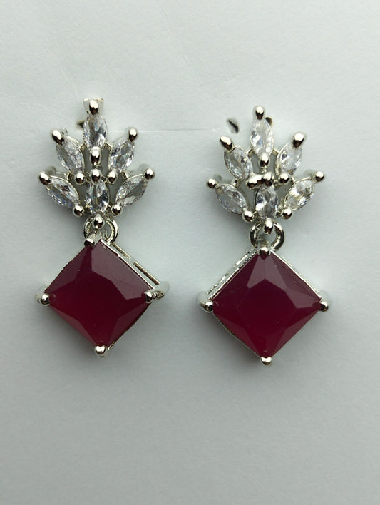 Red Ruby Minimal Earring
