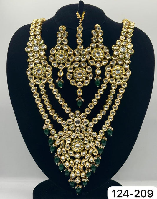 Original Kundan Bridal necklace set in green stone