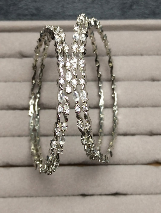 One carat silver rhodium plated kangania