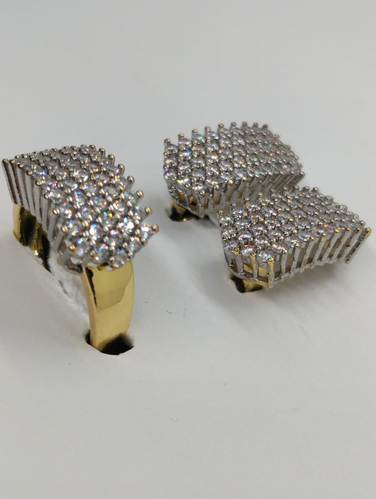 Two toned ring earings set