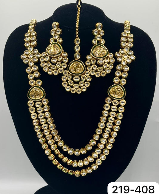 Original Kundan green necklace set