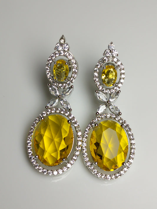 Champagne stone Ad earing silver rhodium plated