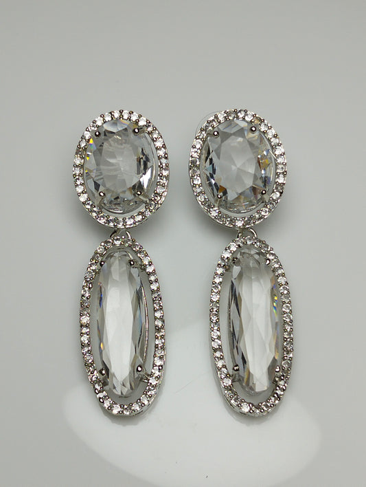 Oval long American diamond earring