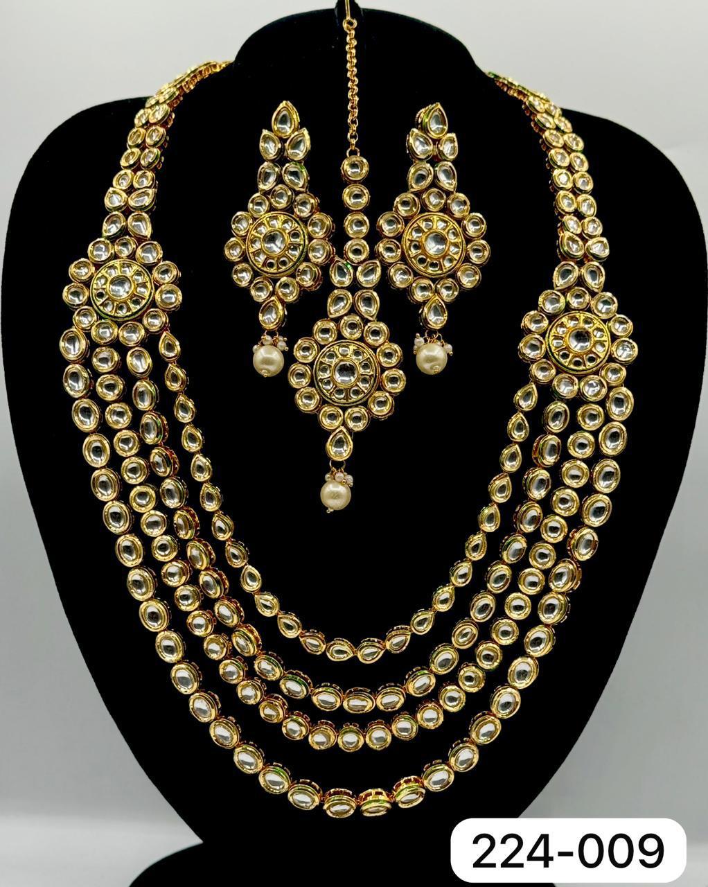 Original Kundan layered necklace in white stone