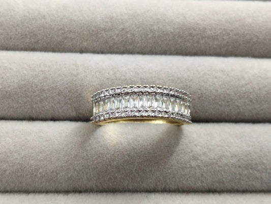 Stylish Two-Tone Gold Plated Cubic Zirconia Ring