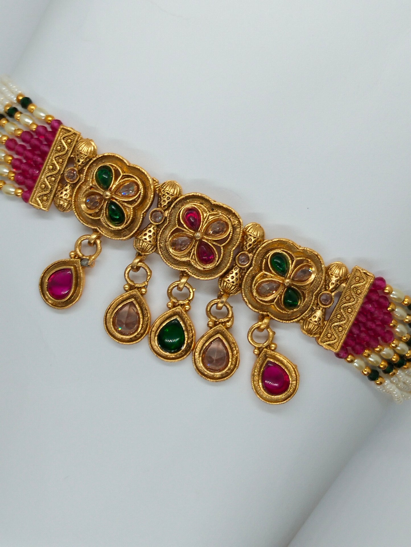 Royal Kundan Choker with Ruby & Green Stone Detailing