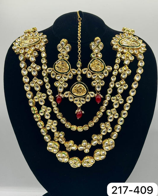Original Kundan Bridal Statement necklace set in red stone