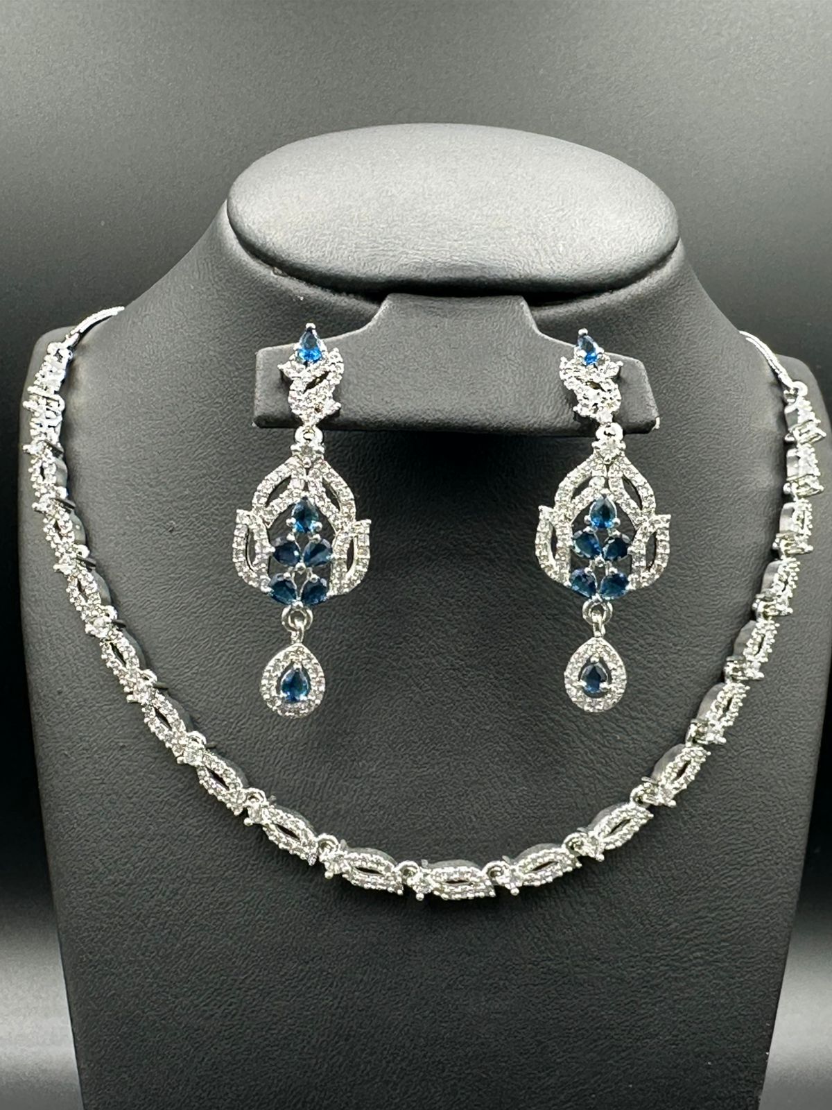 Sapphire Blue Minimal Neckline Set