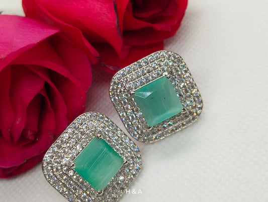 Mint Green Aura Stud Earrings