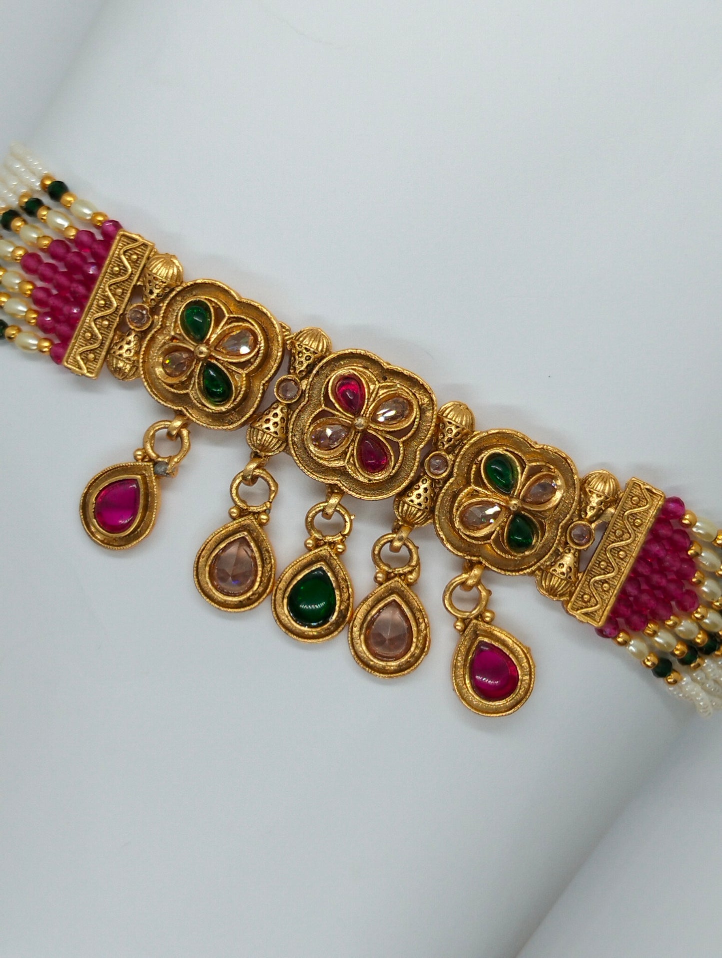 Royal Kundan Choker with Ruby & Green Stone Detailing