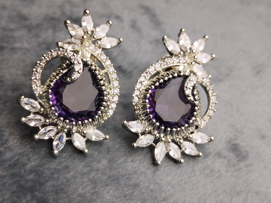 Purple 💜 stone silver stud