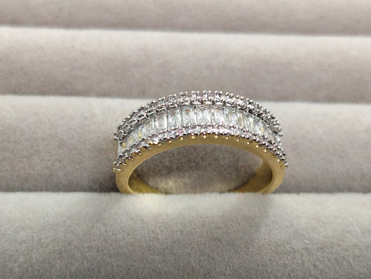 Stylish Two-Tone Gold Plated Cubic Zirconia Ring
