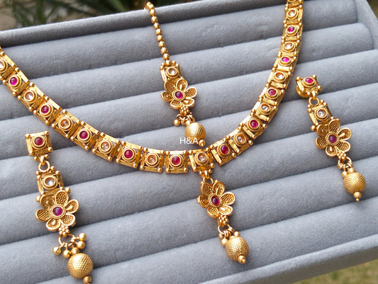 Rajwari indian gold polished necklace