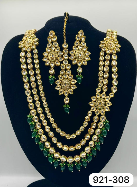 Kundan Bridal necklace set in green stone