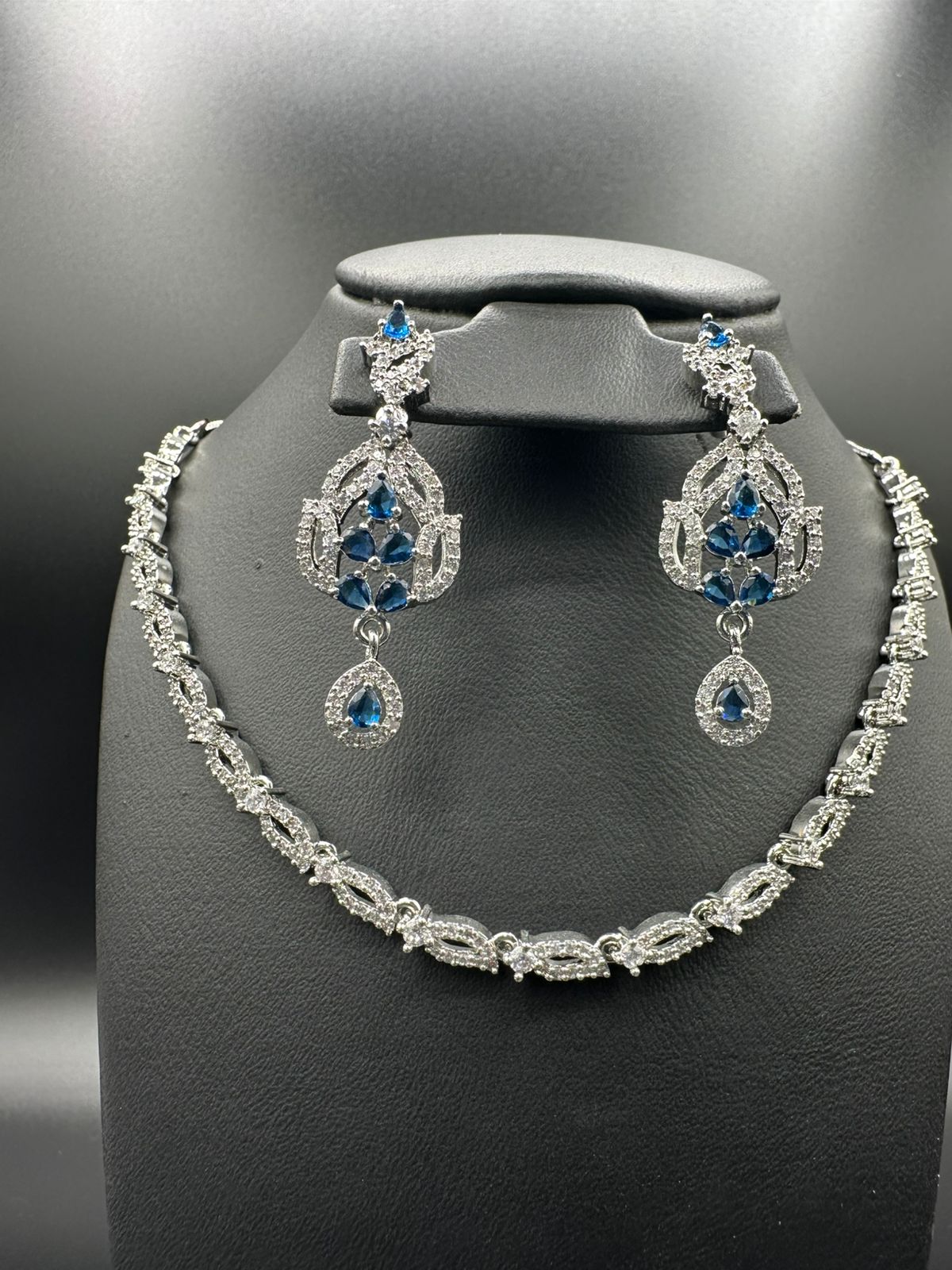 Sapphire Blue Minimal Neckline Set