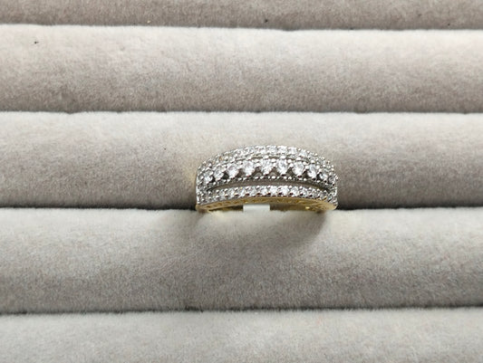 Chic Two-Tone Gold Polish CZ Party Ring