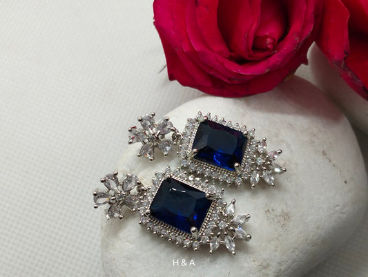 Blue Sapphire Floral Earrings