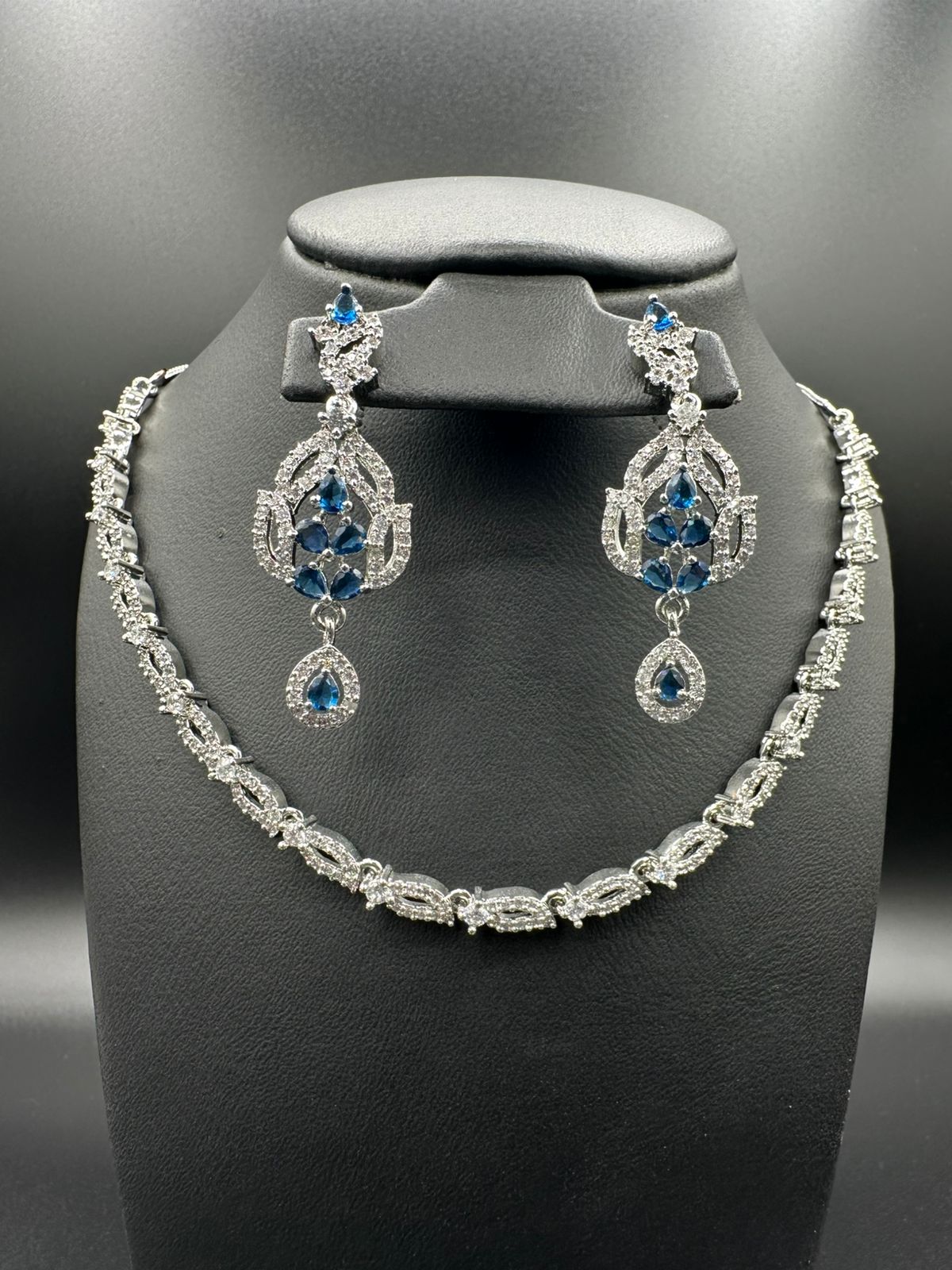 Sapphire Blue Minimal Neckline Set