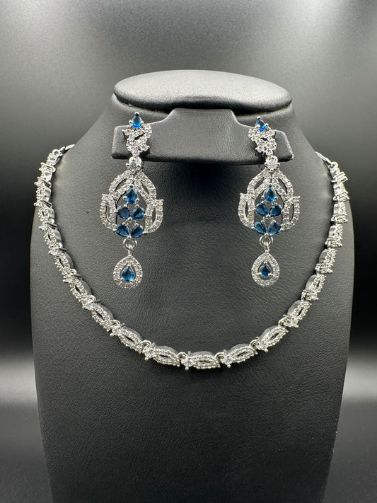 Sapphire Blue Minimal Neckline Set